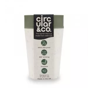 Circular Cup (227 ml) - cream/green - from disposable paper cups