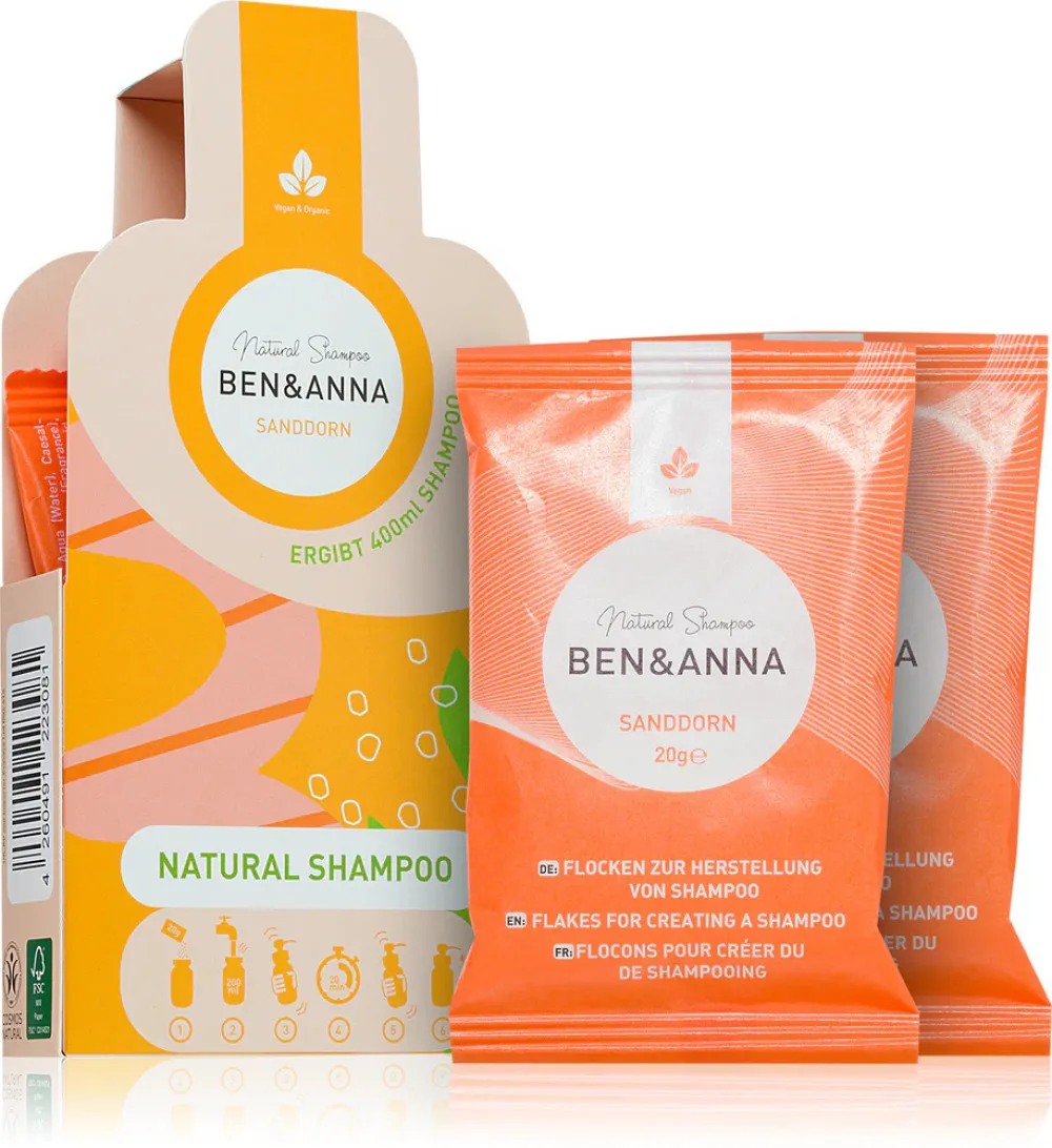 Ben & Anna Shampoo powder (2×20 g) - Sea Buckthorn - regenerates and soothes