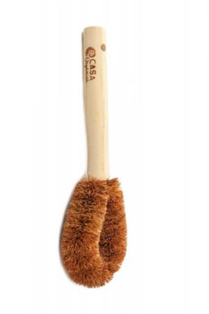 Dish and vegetable brush with handle - made of coir and wood