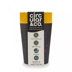 Circular Cup (227 ml) - black/mustard yellow - from disposable paper cups