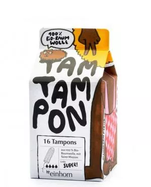 Einhorn TamTampon Super Tampons (16 pcs) - hypoallergenic organic cotton