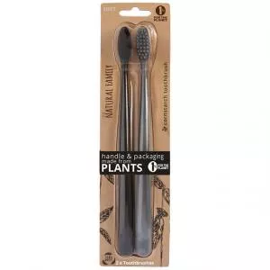 Jack n Jill NFco. SOFT toothbrush set - black grey (2 pcs) - made of corn starch without gmo