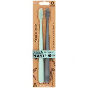 NFco. SOFT toothbrush set - mint grey (2 pcs) - made from corn starch without gmo