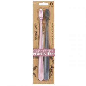 NFco. SOFT toothbrush set - pink grey (2 pcs) - made of cornstarch without gmo