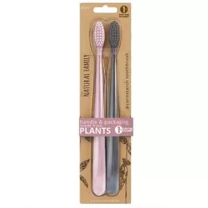 Jack n Jill NFco. SOFT toothbrush set - pink grey (2 pcs) - made of cornstarch without gmo