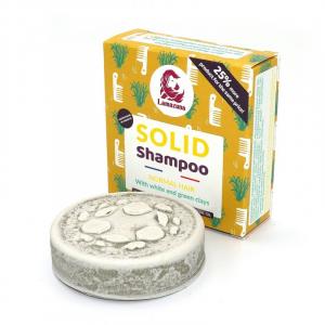 Stiff shampoo for normal hair - white and green clay (70 g)