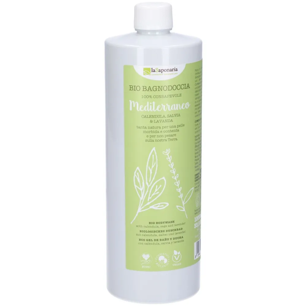 laSaponaria Mediterranean shower gel BIO Maxi (1 l) - with Mediterranean herbs