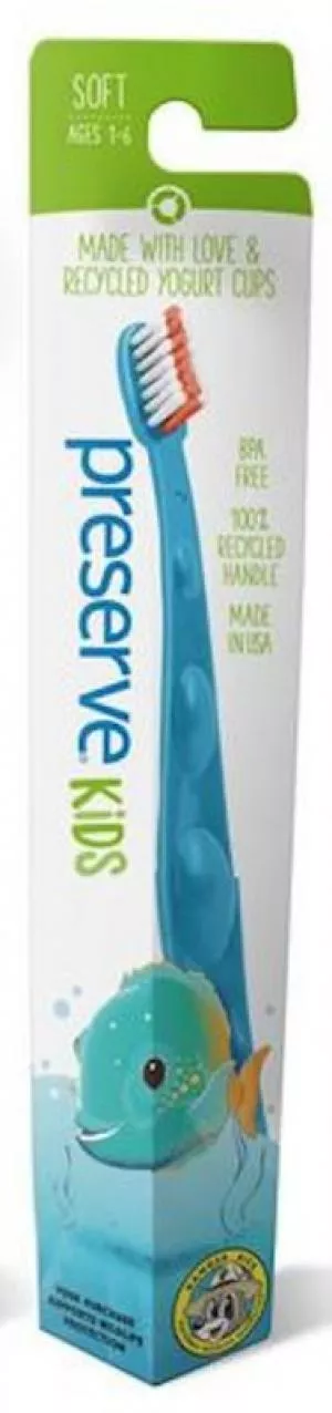Preserve Children's toothbrush (soft) - cyan - made from recycled yoghurt cups