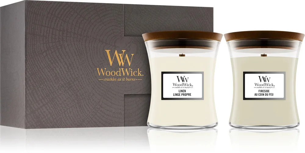 Fireside, Linen gift set WoodWick Fireside, Linen dárková sada