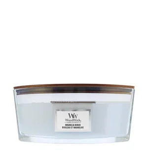 WoodWick Magnolia Birch scented candle with a wooden wick 453.6 g