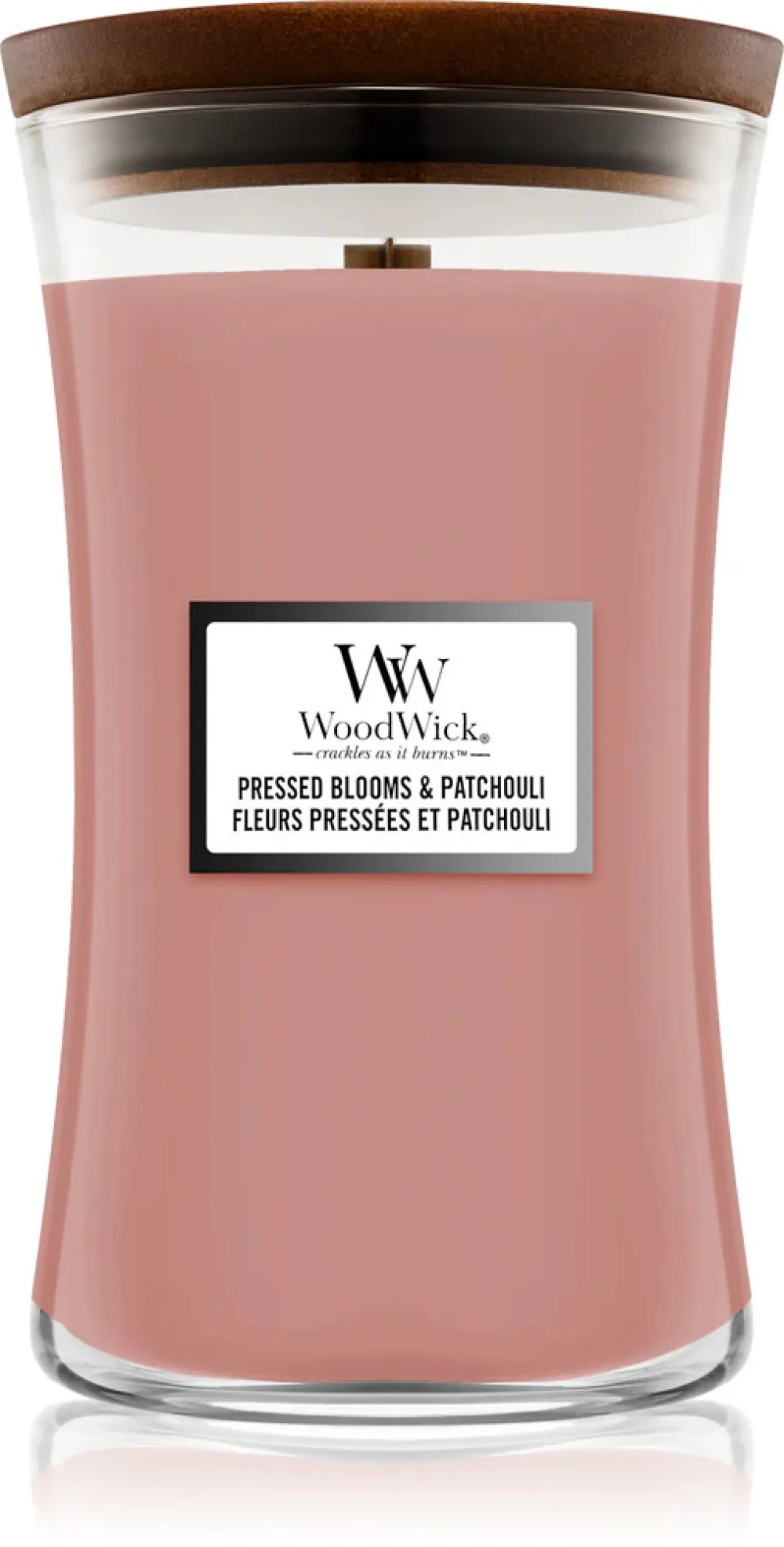 Pressed Blooms & Patchouli scented candle with wooden wick 609.5 g 609,5 g