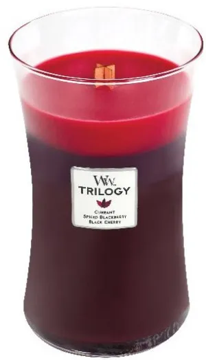 WoodWick Trilogy Sun Ripened Berries scented candle with wooden wick 609.5 g