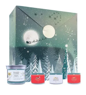 Yankee Candle Bright Lights gift set signature tumbler small 122 g + votive candle in glass 3 x 37 g