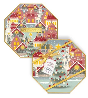 Yankee Candle Passport to the Holidays advent calendar wreath tealight candle 24x9.8 g + glass candle holder