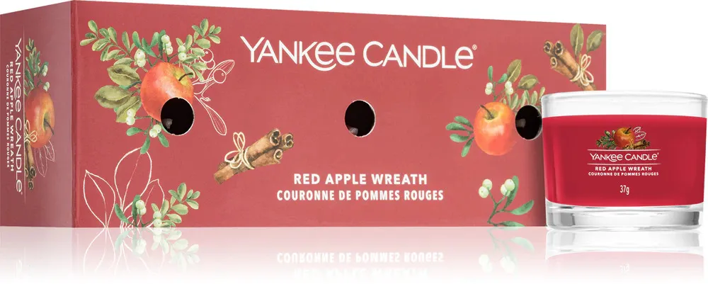 Red Apple Wreath votive candle in glass 3 x 37 g 3x37 g