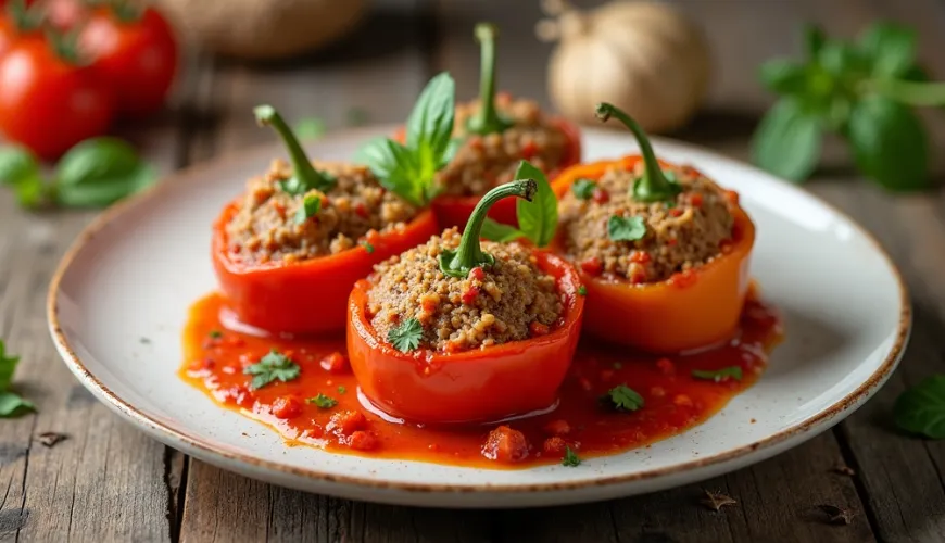 Discover the magic of stuffed peppers with minced meat baked in the oven