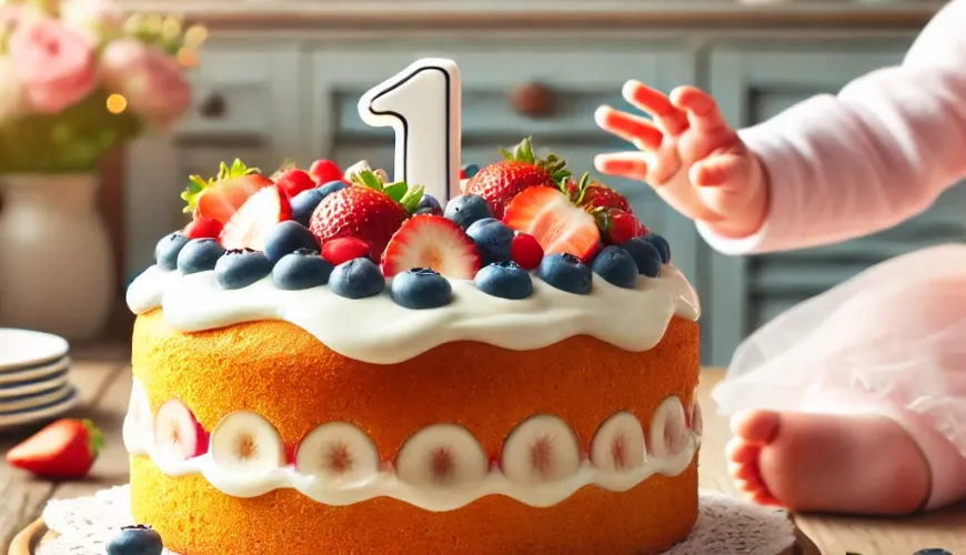 Light sponge cake for a one-year-old full of fruit